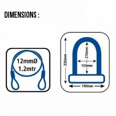 Antivol Vélo Combiné U Et Cable à Clefs - Oxford 5 Antivol Vélo Combiné U Et Cable à Clefs - Oxford – Image 3