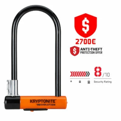 Antivol Vélo U Avec Support De Fixation Evolution STD Kryptonite 3 Antivol Vélo U Avec Support De Fixation Evolution STD Kryptonite